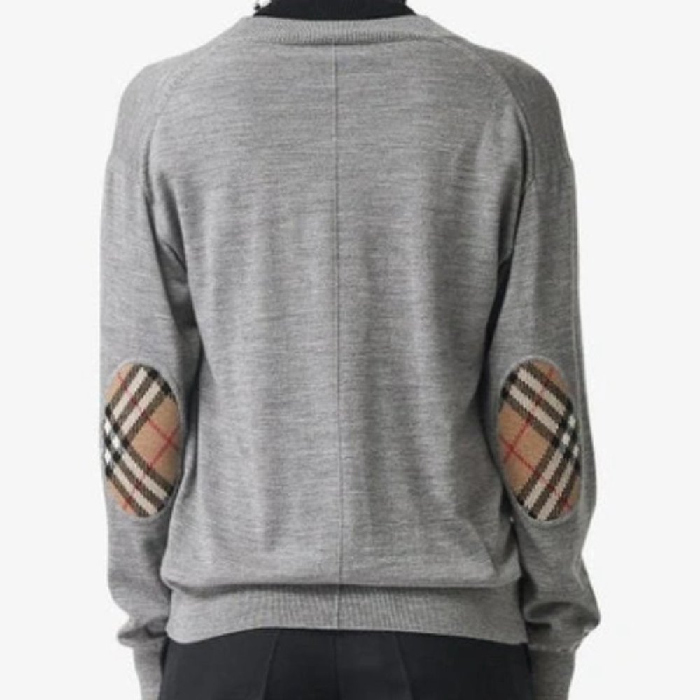 BURBERRY Vintage Check Detail Merino Wool Cardigan